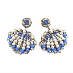 Periwinkle Beaded Shell Earrings